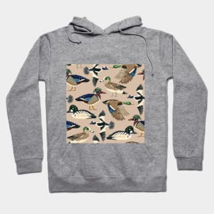 American Duck Species Pattern in Tan Hoodie